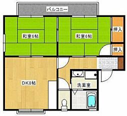 ドミール柳ケ丘 2DKの間取図画像
