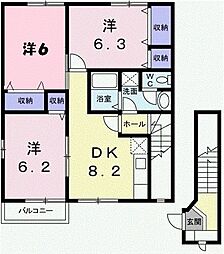 メイプル焼山C 3DKの間取図画像