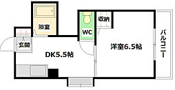 クレセントハウス 1DKの間取図画像