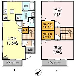 クレストコートSJS 2LDKの間取図画像