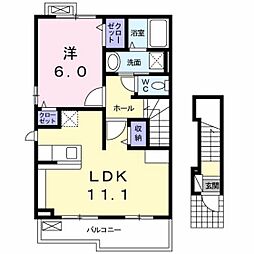 フローリー 1LDKの間取図画像
