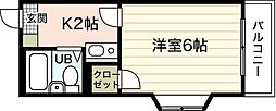 エムキャロット 1Kの間取図画像
