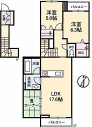 メゾンド香 2LDKの間取図画像