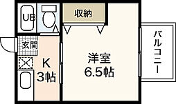 グランドール高田A 1Kの間取図画像