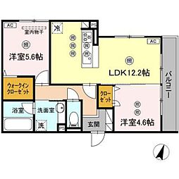 ミルフォード皆実町 2LDKの間取図画像