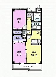 ヌーヴェル・ブリーゼ 2LDKの間取図画像
