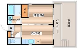 LS羽衣 1Kの間取図画像