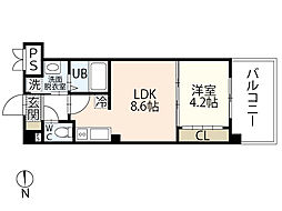 PLACIDO宇品 1LDKの間取図画像