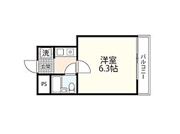 牛田フラッツ 1Kの間取図画像