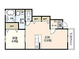 フォンティーヌ 1LDKの間取図画像