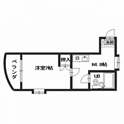 リヴラン西原 1DKの間取図画像