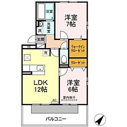 ハイドゥ伴3 2LDKの間取図画像