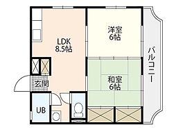 フェリス1 2DKの間取図画像