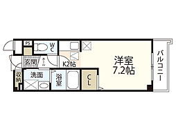 グラディオ屋代2 1Kの間取図画像