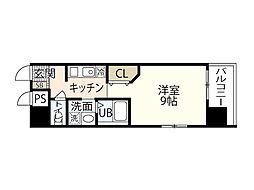 アクアシティ本川町 1Kの間取図画像
