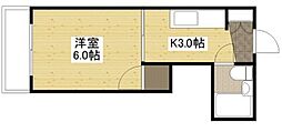 草津東ハイツ 1Kの間取図画像