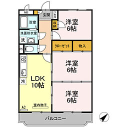 パストラル中郷原 3LDKの間取図画像
