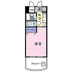 隅の浜ガーデンヒル 1Kの間取図画像