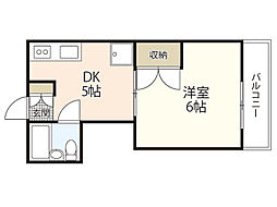 緑樹園コーポ 1Kの間取図画像