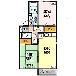 セジュールMEきりた 2DKの間取図画像