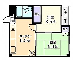 紀陽ビル 2DKの間取図画像