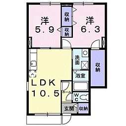 エヴァーグリーン 2LDKの間取図画像