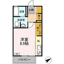 プランタンFUMI ワンルームの間取図画像