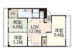 クロスデータビルNo.14 3LDKの間取図画像