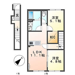 レミエ上平良 2LDKの間取図画像