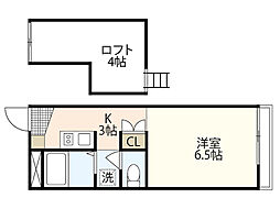 レオパレスクエスト ワンルームの間取図画像