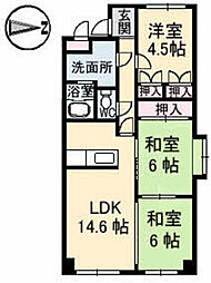 サンライズ三滝橋 3LDKの間取図画像