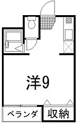 ヴェロクレスト ワンルームの間取図画像
