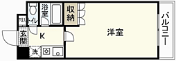 サンローレル串戸 1Kの間取図画像