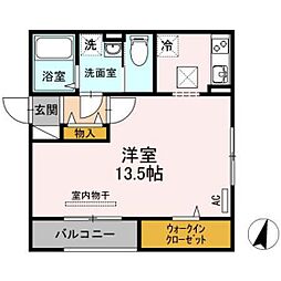 ブルートップC棟 ワンルームの間取図画像
