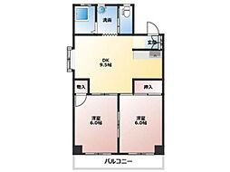 小柴クリーニングマンション 2DKの間取図画像