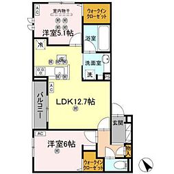 タウン庚午北 2LDKの間取図画像
