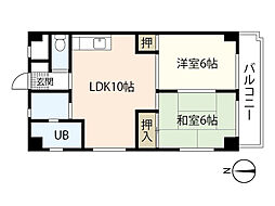 ローベンハイム永井 2LDKの間取図画像