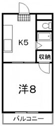 コーポ本永2 1Kの間取図画像