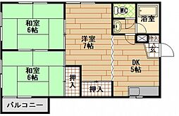 コーポ安留 3DKの間取図画像