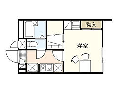 レオパレスくまい2 1Kの間取図画像