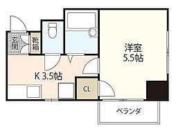レジャンデール1 1Kの間取図画像