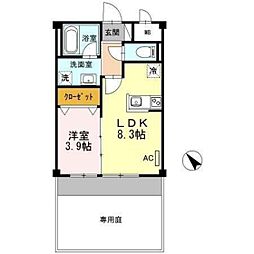 カスタニエ緑井2 1LDKの間取図画像