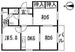 ルミエール鶴江C 3DKの間取図画像
