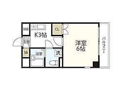 メゾン大須賀 1Kの間取図画像