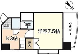 アーバンタナベ3 1Kの間取図画像