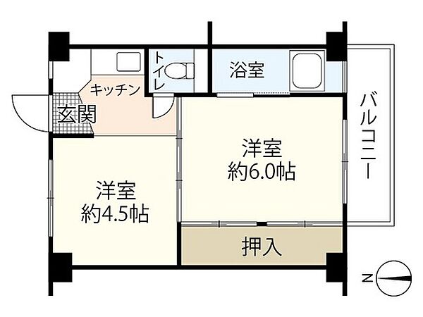 広島県広島市安佐南区相田1丁目(賃貸マンション2K・2階・28.98㎡)の写真 その2