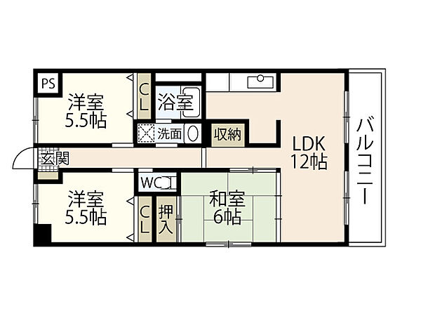 広島県広島市西区己斐上2丁目(賃貸マンション3LDK・3階・62.50㎡)の写真 その2