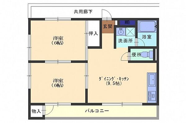 セイコウレジデンス五日市 ｜広島県広島市佐伯区五日市7丁目(賃貸マンション2DK・2階・45.40㎡)の写真 その2