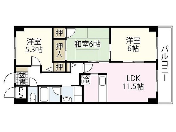 グランカーサ古江 ｜広島県広島市西区古江上2丁目(賃貸マンション3LDK・1階・66.60㎡)の写真 その2