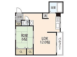 田渕ビル 1LDKの間取図画像